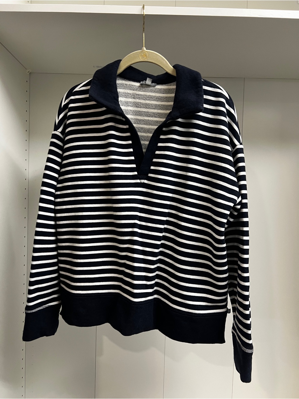 Talbots Navy And White Striped Pullover Sweatshirt